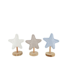 Statue star fabric on feet 14x8x18cm 3 Mix white/grey/blue