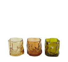 Tealight holder glass 8x8x7.5cm 3 Mixed brown