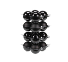 cb. 16 glasballen/cap black combi 80 mm