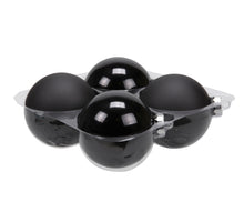 cb. 4 glassballs/cap black 100 mm