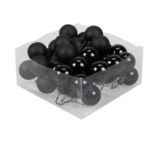 cb. 36 glasballen/wire black combi 40 mm