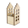 Tealight holder house wood with glass 9.5x9.5x18cm Natural