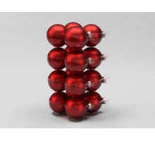 cb. 16 glasballen/cap rood mat 80mm