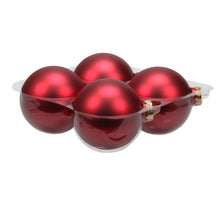cb. 4 glassballs/cap red matt 100 mm