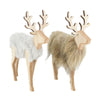 Deer wood with fabric 16x6x18cm 2 Grey/Brown mix