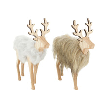 Deer wood with fabric 12x4.5x13.5cm 2 Grey/Brown mix