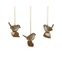 Ornament vogel goud 3 assorti - l5xb3,5xh6cm