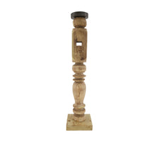 Pillar candle holder wood vintage 14.5x14.5x60cm Bleached
