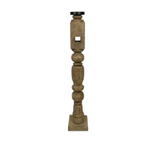 Pillar candle holder wood vintage 14.5x14.5x75cm Bleached