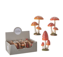 Paddestoel oranje rood 3 assorti - l5,5xb5xh8,5cm