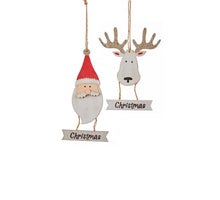 Ornament kerstman hert rood wit 2 assorti - l9xh18cm