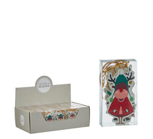 Ornament kerstman hert bladeren ro/wit/gro leaves 6 stuks -