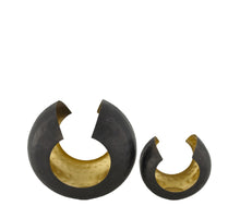Set/2 Candle holder round metal 17x10x18cm Black/Gold