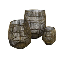 Set/3 Lantern round metal 27x27x31cm Antique Brass