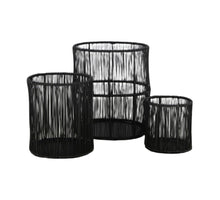 Set/3 Candle holder oval metal 17x11.5x20.5cm Black