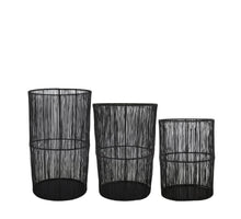 Set/3 Lantern oval metal 28x22x48cm Black