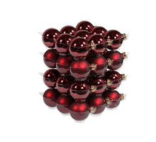cb. 36 glasballen/cap dark red combi 57mm