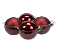 cb. 4 glassballs/cap dark red combi 100 mm