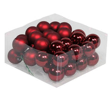 cb. 36 glasballen/wire dark red combi 40mm