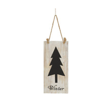 Sign blackboard Winter fir wood with hanger 18x38x1.2cm
