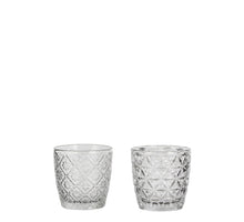 Theelicht houder transparant 2 assorti - h7,5xd7cm