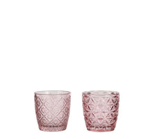 Theelicht houder rose 2 assorti - h7,5xd7cm