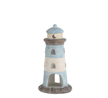 Theelicht houder vuurtoren blauw - l14xb14xh26,5cm