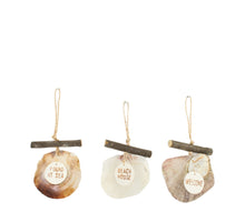Hanger nature with shells 11x18x2cm 3 assorti Natural