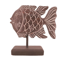 Statue fish albasia wood 28x9x28cm Dark brown