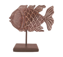 Statue fish albasia wood 38x12x38cm Dark brown