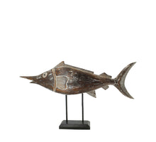 Statue swordfish albasia wood on stand 95x12x55cm Brown