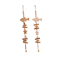 Garland fish mango wood 70x6x1.5cm 2 assorti White/Natural