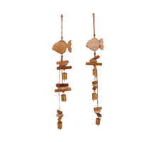 Garland fish mango wood 70x12x2cm 2 assorted Natural