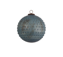 Kerstbal glas stip blauw - d20cm