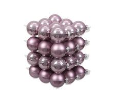 cb. 36 glassballs/cap lilac sage 57 mm