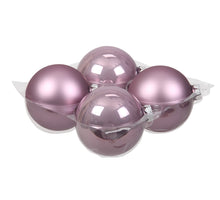 cb. 4 glassballs/cap lilac sage 100 mm