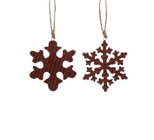 Ornament sneeuwvlok rood 2 assorti - l13xb13xh1,5cm