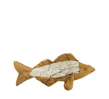 Fish teak wood 58x8x27cm Natural/White