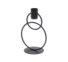 Metal double ring candle holder 15cm black
