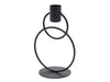 Metal double ring candle holder 15cm black