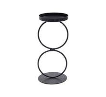 Metal double ring candle holder 19cm black