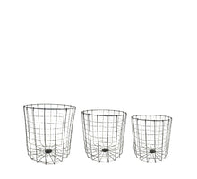 Korb rund aus Eisen 28x28x28cm 3er-Set Schwarz