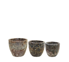 Set/3 Planter ceramic 38x38x33cm Antique Brown