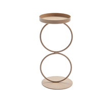 Metal double ring candle holder 19cm taupe