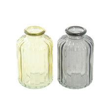 Vase glass 6x6x10cm 2 assorti Mixed grey