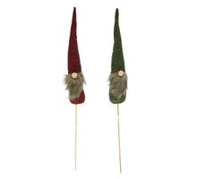 6 stuks Kabouter vilt/stof 45cm op 50cm stok 2 assorti groen/rood