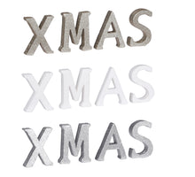 Decoratie letters XMAS wit zilver goud assorti - l32xb10xh2cm - foam