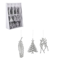 Ornament winter zilver 3 assorti display - h14xd10cm