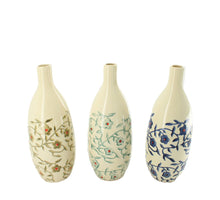 Bottle ceramic 11.5x11.5x29.5cm 3 assorti Mixed blue