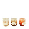 Tealight holder glass with pendant 8x8x9.5cm 3 assorted mix